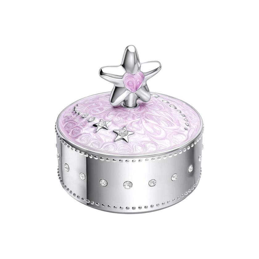 D For Diamond Pink Star Music Trinket Box with Crystal